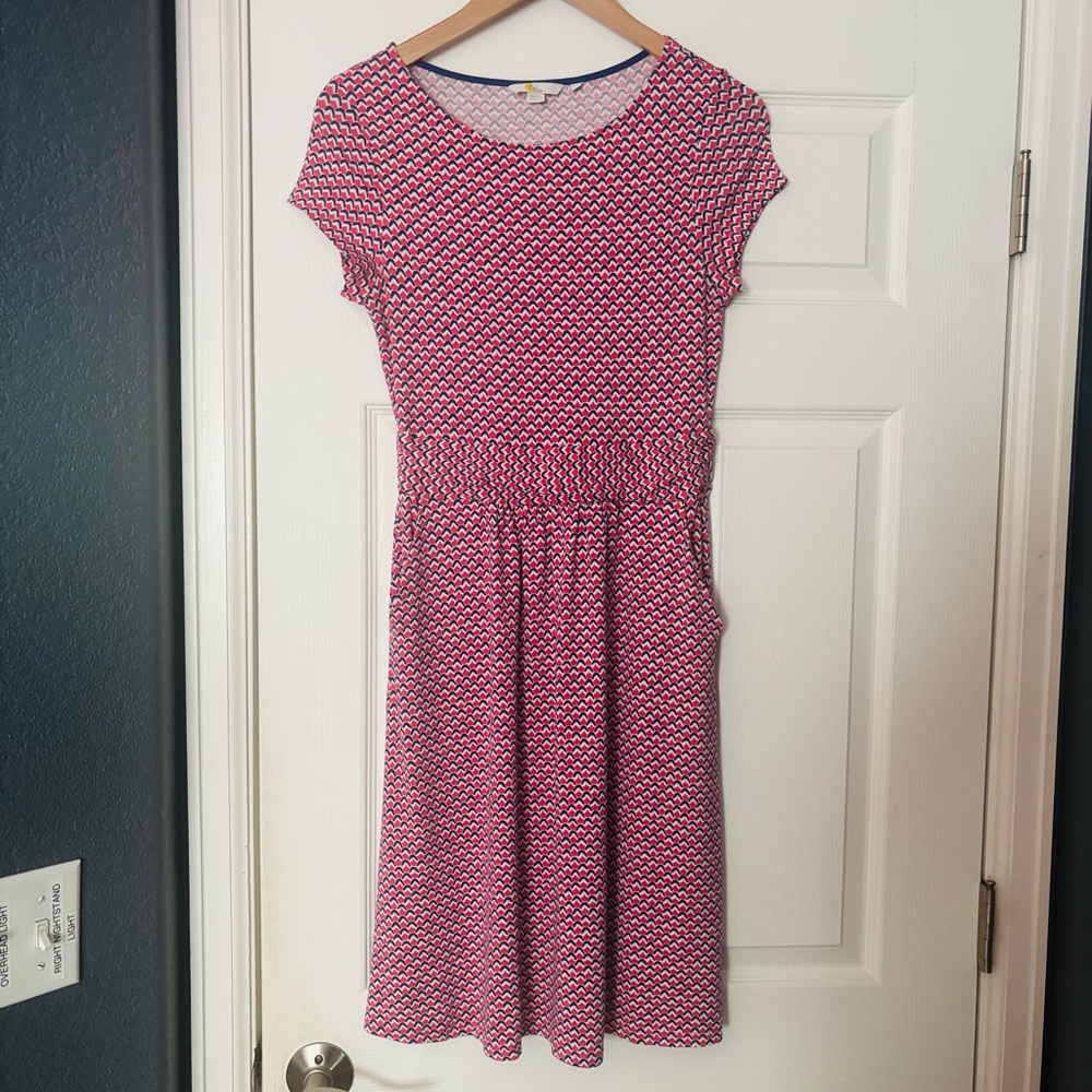 Boden Pink and White Midi Sundress